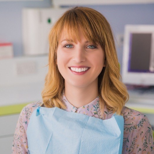 Woman smiling in dental office