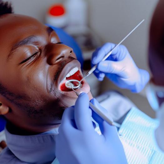 Male patient relaxing during dental checkup