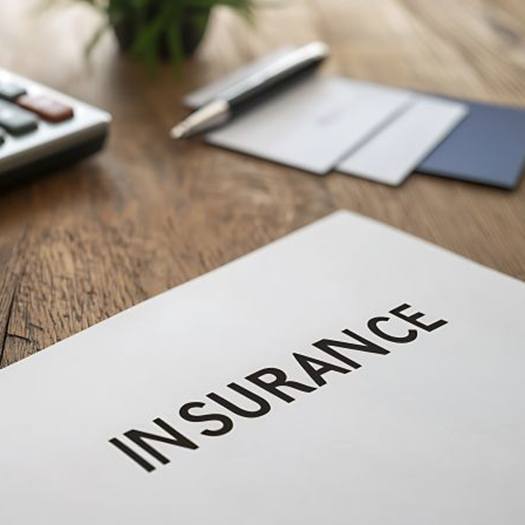 Insurance document next to calculator