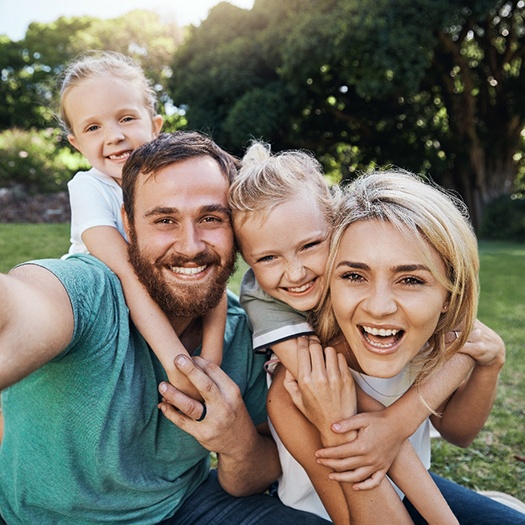 Happy family taking a selfie together