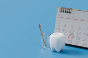 Dental appointment circled on calendar 